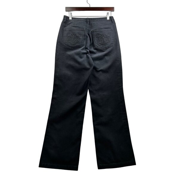 VINTAGE Talbots Y2K Classic Black Stretch Jeans Embroidered Back Pockets Sz 6 - Picture 2 of 8